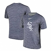Chicago White Sox Gray Black Striped Logo Performance T-Shirt,baseball caps,new era cap wholesale,wholesale hats